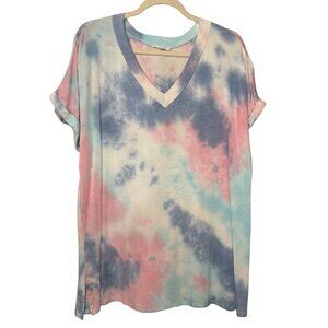 Chic Soul Tie Dye V-Neck Tunic Top - Size 2XL